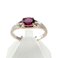 Bague d'occasion or 375 rose grenat rhodolite et diamants