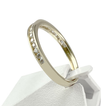 Tweedehands gouden ring 375 gele diamanten