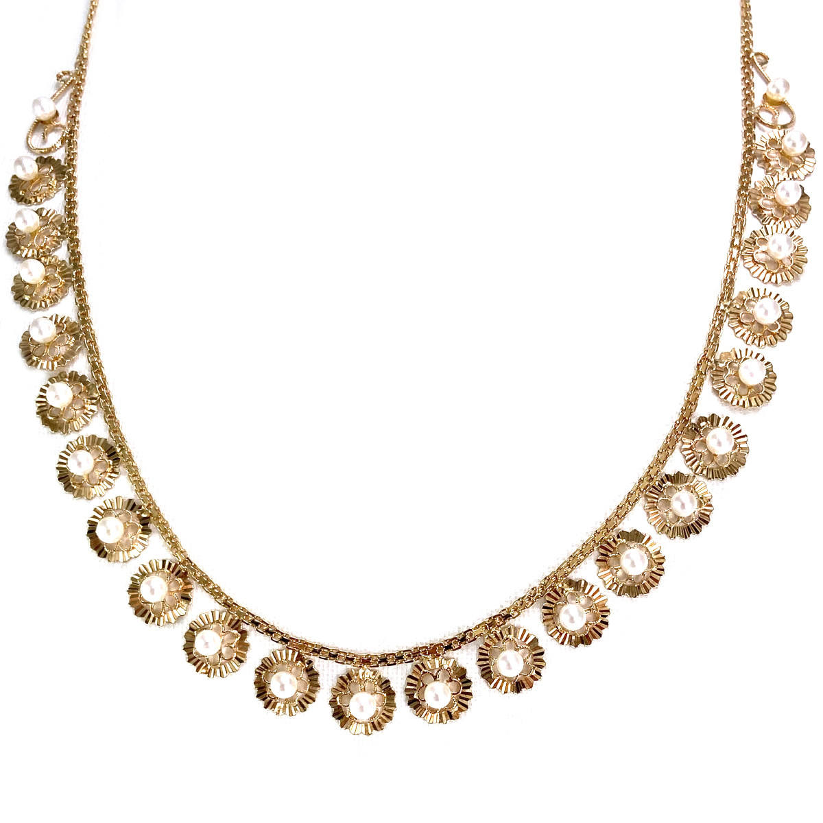 Collier d'occasion or 750 jaune perles de culture 45 cm