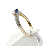 Tweedehands 750 geelgouden en gerhodineerde saffier-diamanten ring - bekijk 2