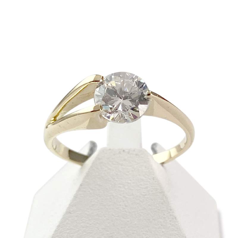 Pre-owned 14K yellow gold ring with zirconia - view 1