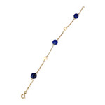 Bracelet d'occasion or 750 jaune perles de culture de Chine lapis lazuli 18 cm - vue 2