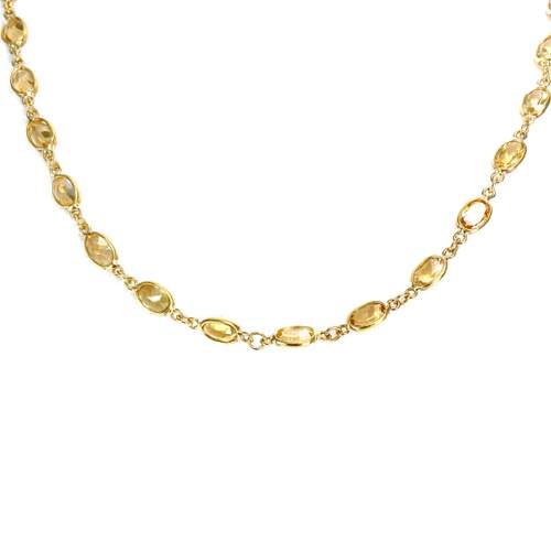 Second-hand gold necklace 750 yellow citrines 43 cm