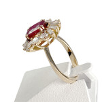 Bague d'occasion or 750 jaune rubis diamants - vue 2