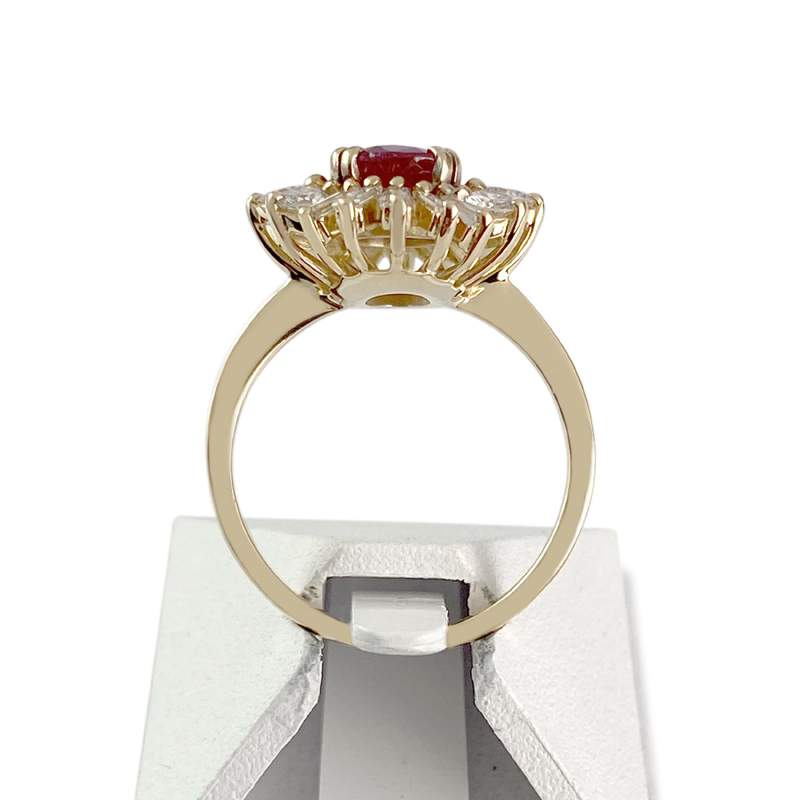 Bague d'occasion or 750 jaune rubis diamants - vue 3