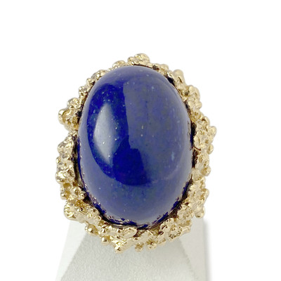 Bague Vintage d'occasion or 750 jaune lapis lazuli - vue 1