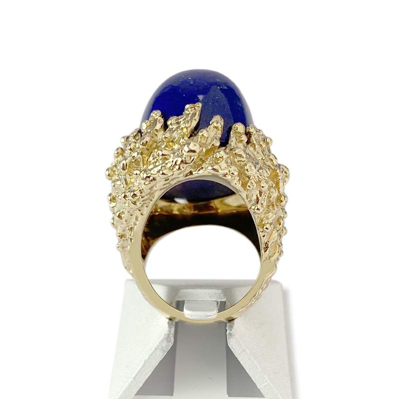 Bague Vintage d'occasion or 750 jaune lapis lazuli - vue 3