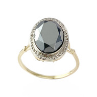 Bague d'occasion or 750 jaune 2tons hématite diamants