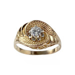 Pre-owned 14K yellow gold two-tone ring with synthetic spinel - view 1