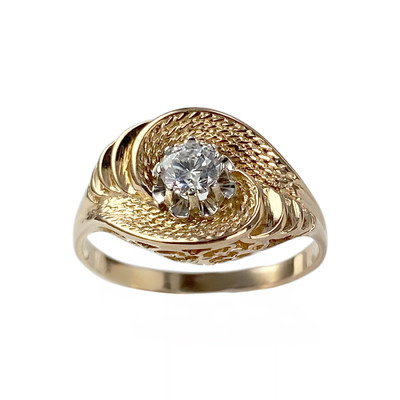Second-hand ring 750 yellow gold 2tons synthetic spinel