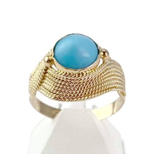 Second hand ring gold 750 yellow blue stone