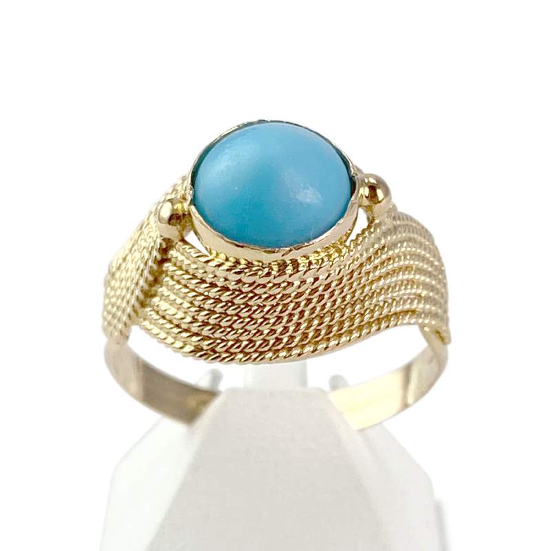 Pre-owned 14K yellow gold ring with blue stone - view 1
