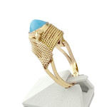 Tweedehands ring goud 750 geel blauwe steen - bekijk 2