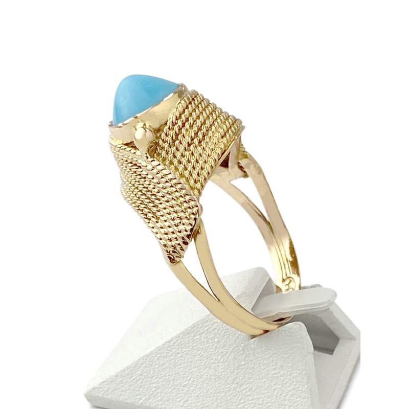 Pre-owned 750 yellow gold ring with blue stone - view 2