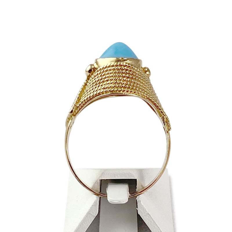 Pre-owned 750 yellow gold ring with blue stone - view 3