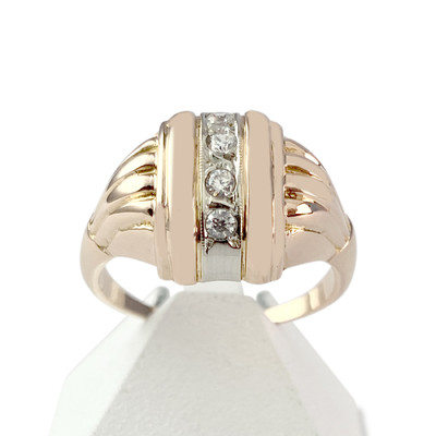 Bague d'occasion or 2 tons zirconias