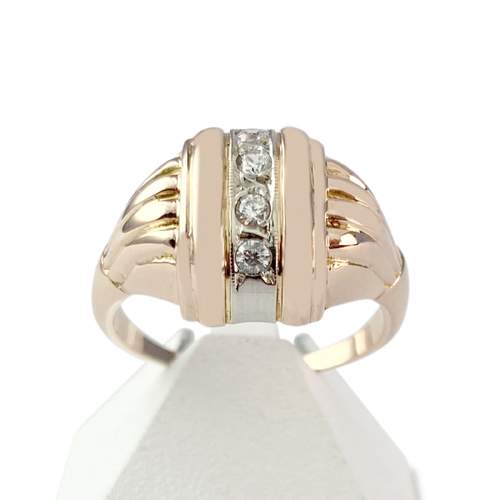 Bague d'occasion or 2 tons zirconias
