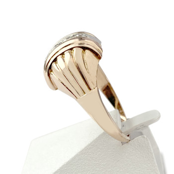 Tweedehands gouden ring 2 tonen zirkonia's