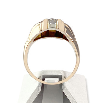 Tweedehands gouden ring 2 tonen zirkonia's