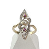 Bague d'occasion 2ors 750 diamants perle et rubis - vue V1