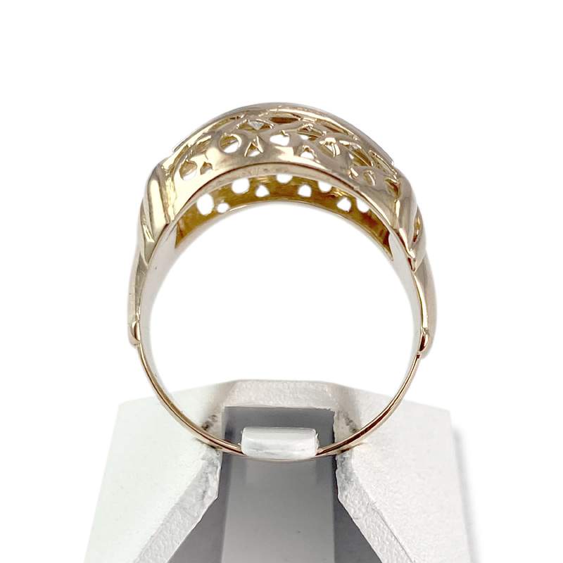 Tweedehands ring goud 750 2 toon synthetische stenen - bekijk 3