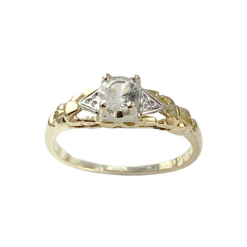 Tweedehands solitaire 2 goud 750 synthetische spinel