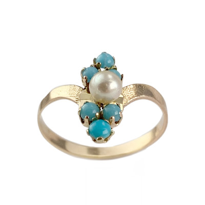 Bague d'occasion or 750 jaune perle de culture résines synthétiques