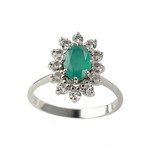 Bague d'occasion or 750 blanc calcédoine teintée verte zirconias - vue 1