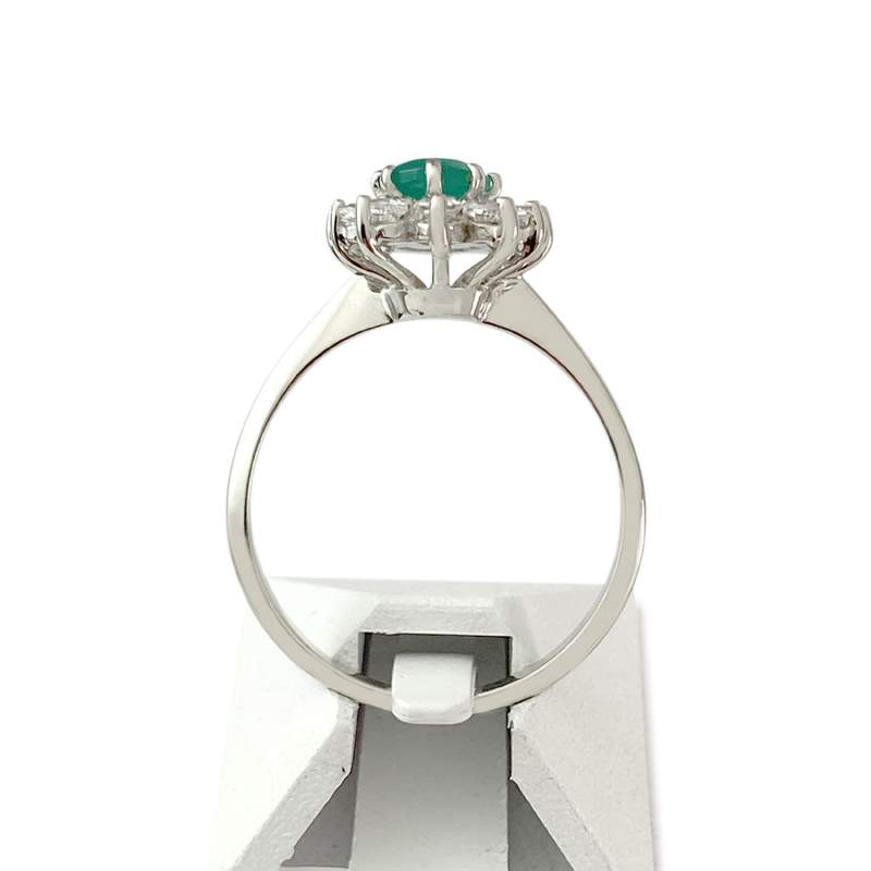 Bague d'occasion or 750 blanc calcédoine teintée verte zirconias - vue 3