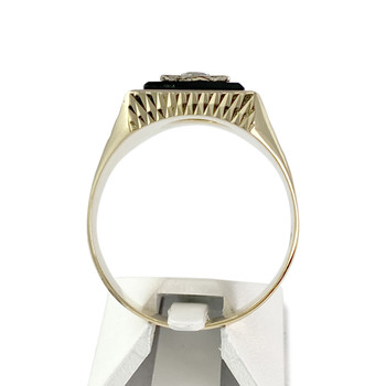 Chevalière d'occasion or 750 2 tons onyx zirconia