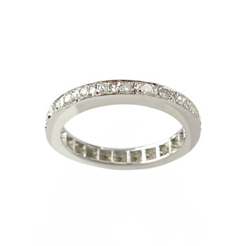 Tweedehands full circle ring in 750 witgoud met diamanten