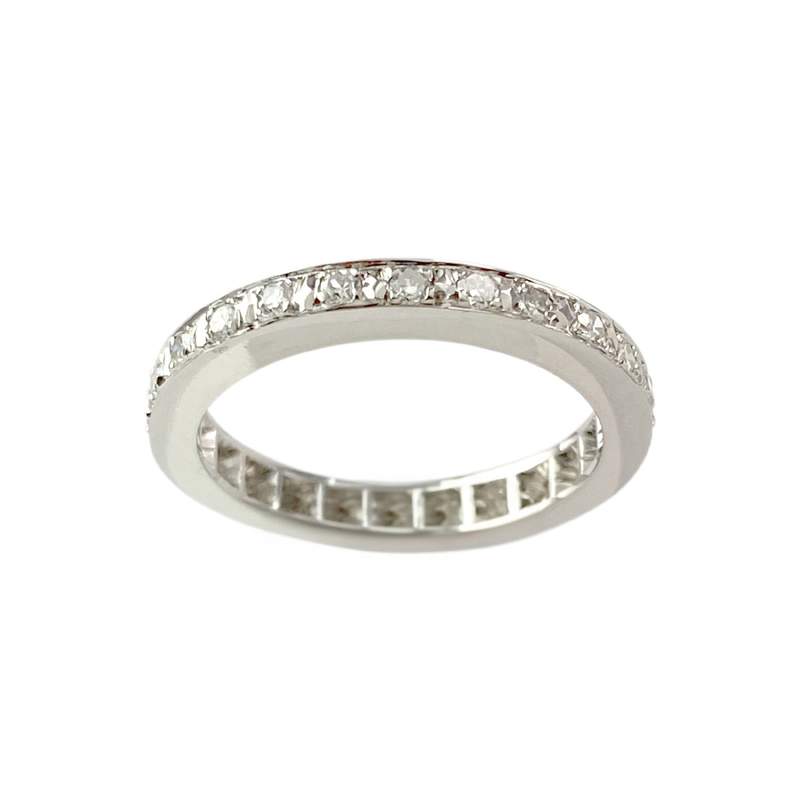 Bague tour complet d'occasion or 750 blanc diamants - vue 1