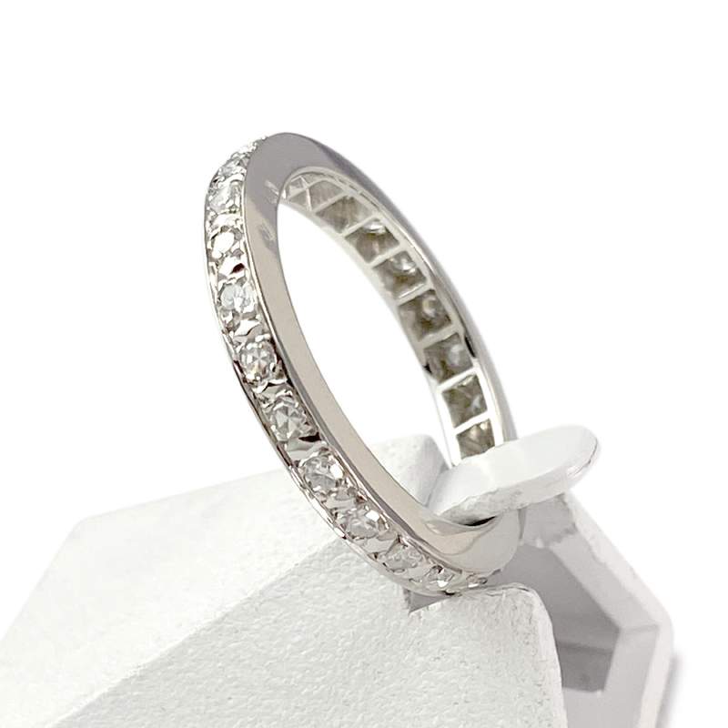 Bague tour complet d'occasion or 750 blanc diamants - vue 2