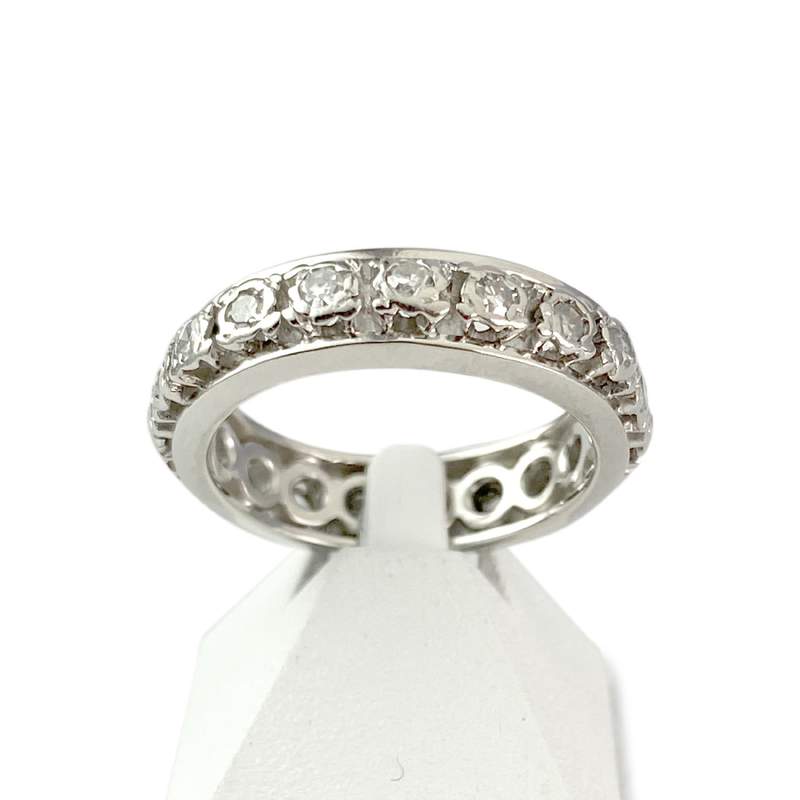 Bague d'occasion tour complet or 750 blanc diamants - vue 1