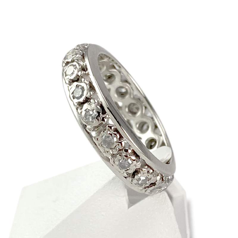 Bague d'occasion tour complet or 750 blanc diamants - vue 2
