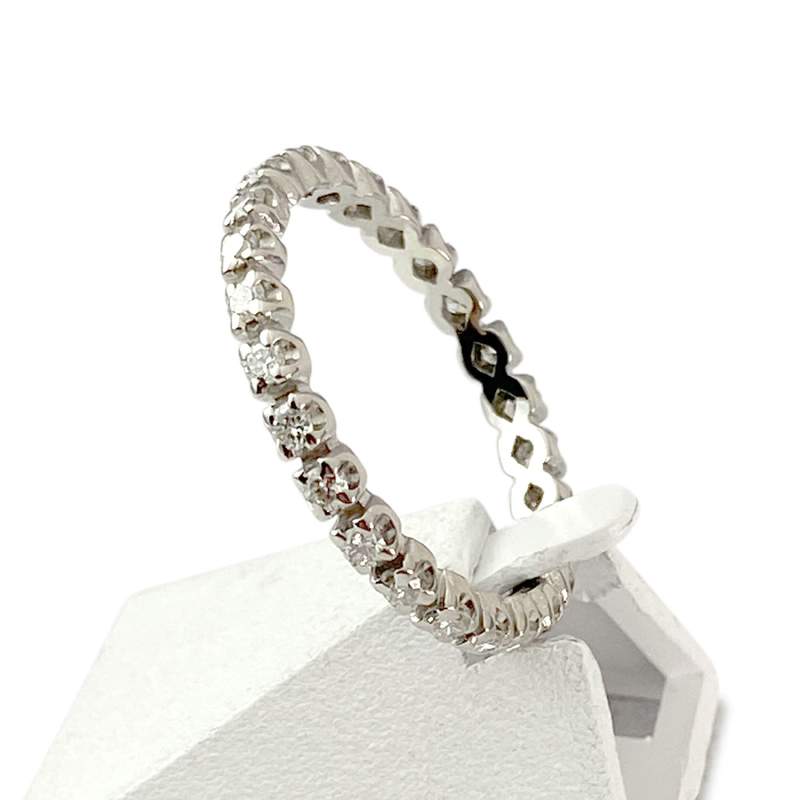 Bague d'occasion tour complet or 750 blanc diamants - vue 2
