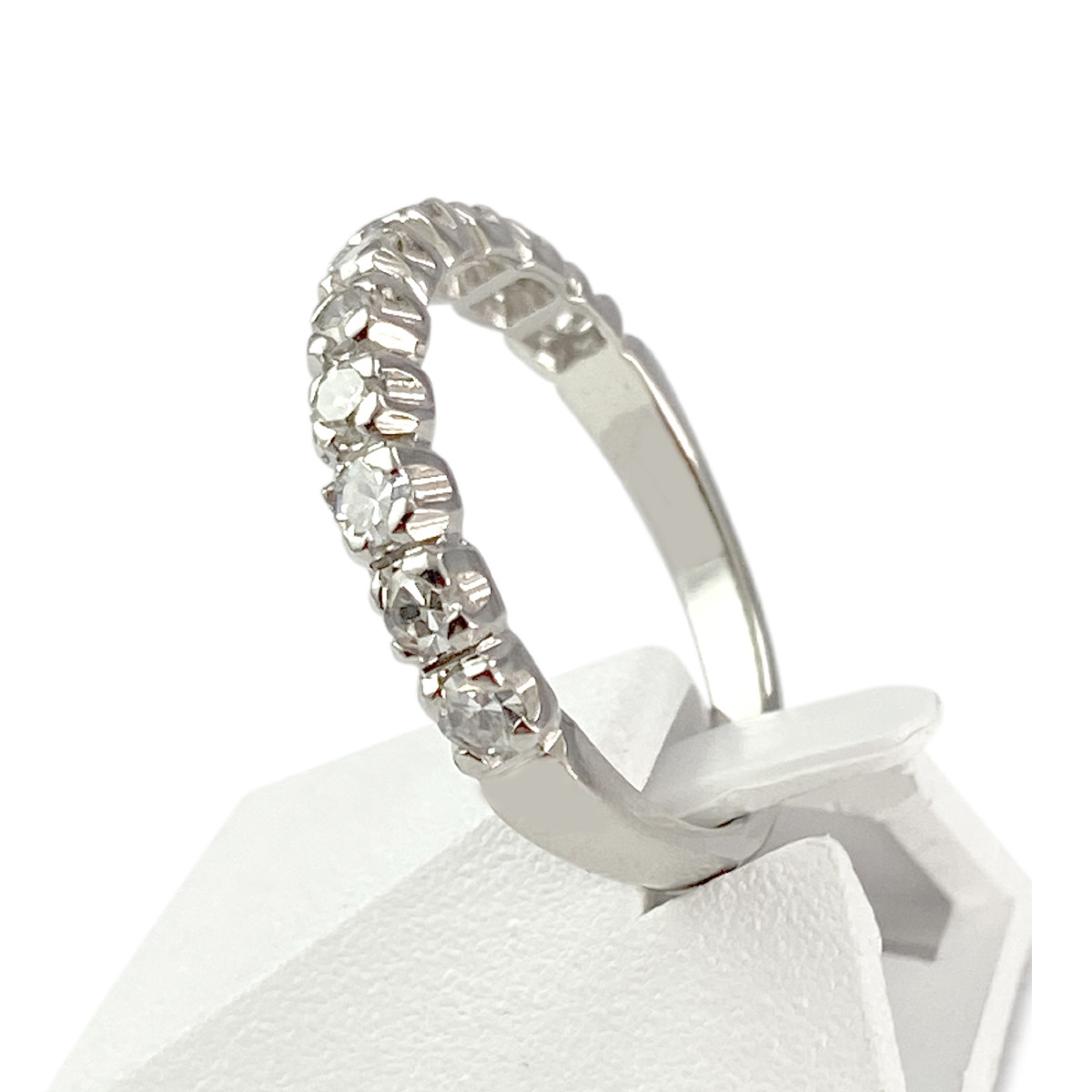 Bague d'occasion demi tour or 750 blanc diamants - vue 2