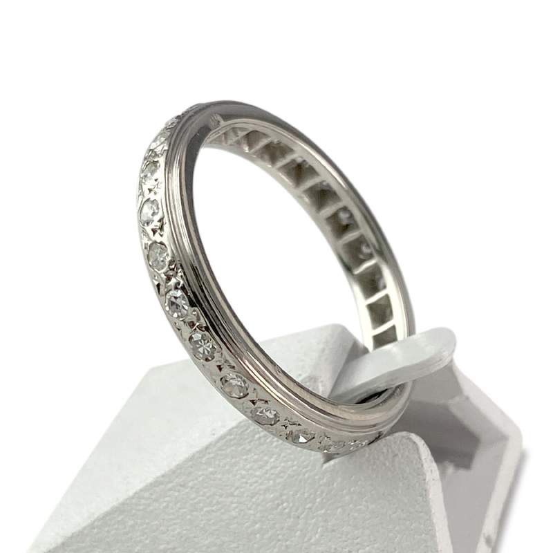 Bague d'occasion tour complet or 750 blanc diamants - vue 2