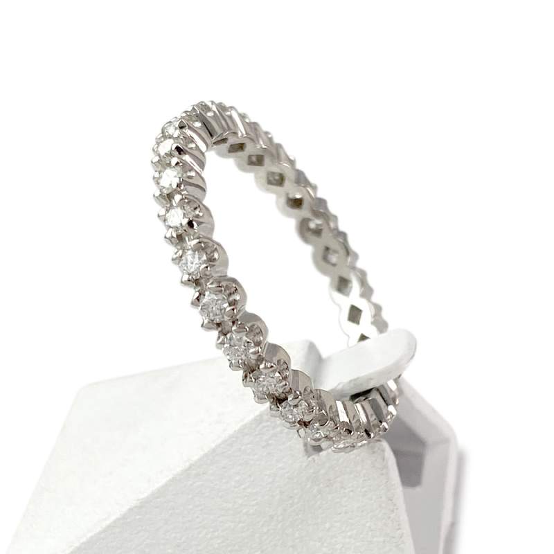Bague d'occasion tour complet or 750 blanc diamants - vue 2