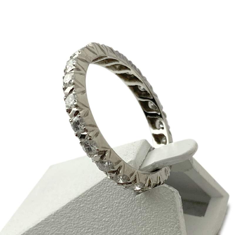 Bague d'occasion tour complet or 750 blanc diamants - vue 2