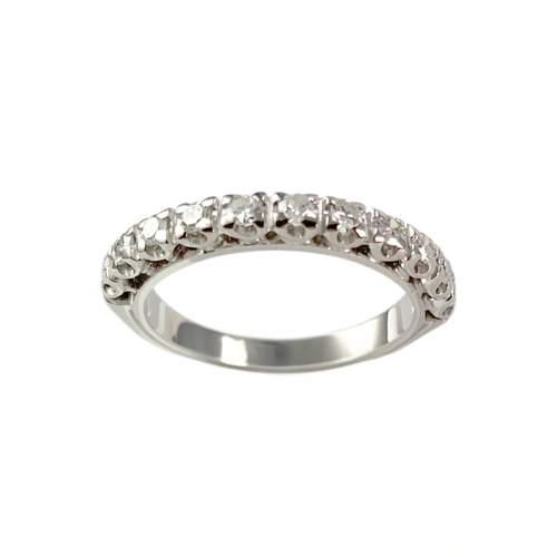 Tweedehands halve draai ring in 750 witgoud met diamanten