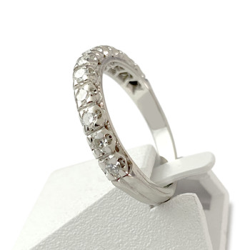 Tweedehands halve draai ring in 750 witgoud met diamanten