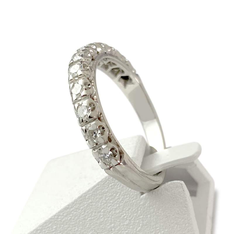 Second-hand half-round gold ring 750 white diamonds - view 2