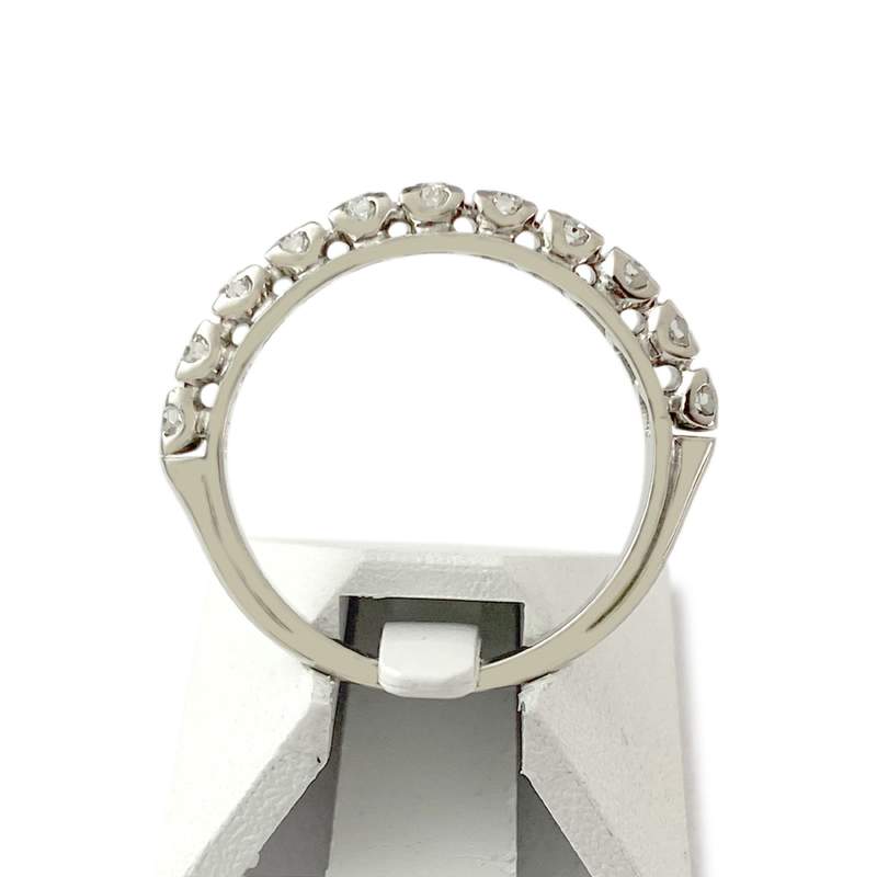 Second-hand half-round gold ring 750 white diamonds - view 3