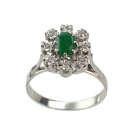 Bague d'occasion or 750 blanc émeraude diamants