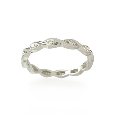 Bague d'occasion tour complet or 750 blanc diamants