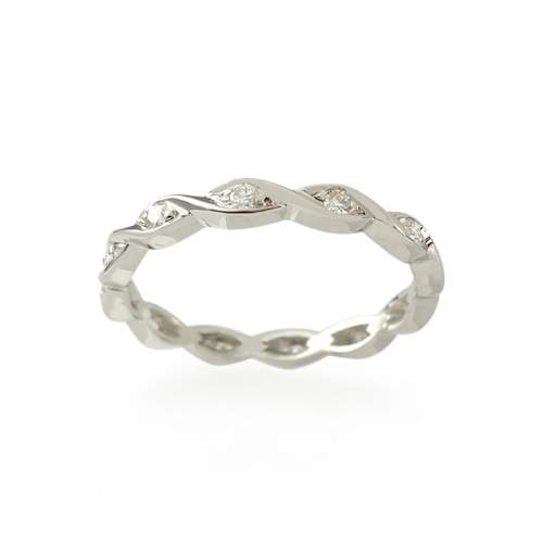 Bague d'occasion tour complet or 750 blanc diamants