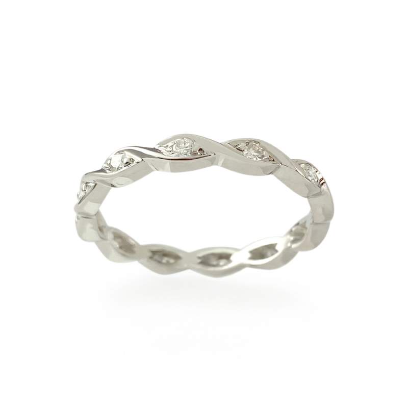 Bague d'occasion tour complet or 750 blanc diamants - vue 1