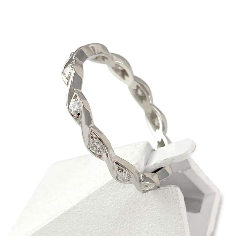 Bague d'occasion tour complet or 750 blanc diamants - vue 2
