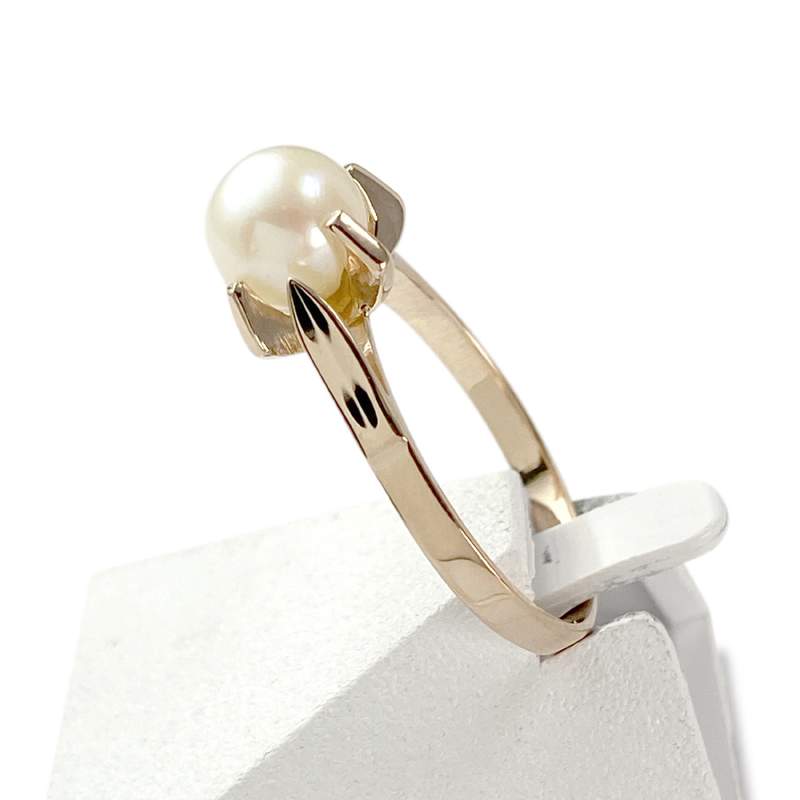 Bague d'occasion or 750 jaune perle de culture - vue 2